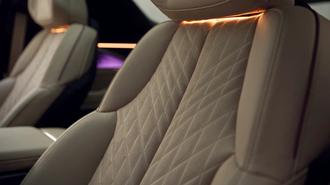 Cream quilted luxury vehicle seating